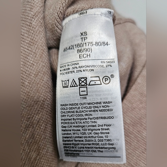 Banana Republic Milano Tneck Taupe Pullover Sz Xs BoxyViscose Blend Sweater - Picture 6 of 8